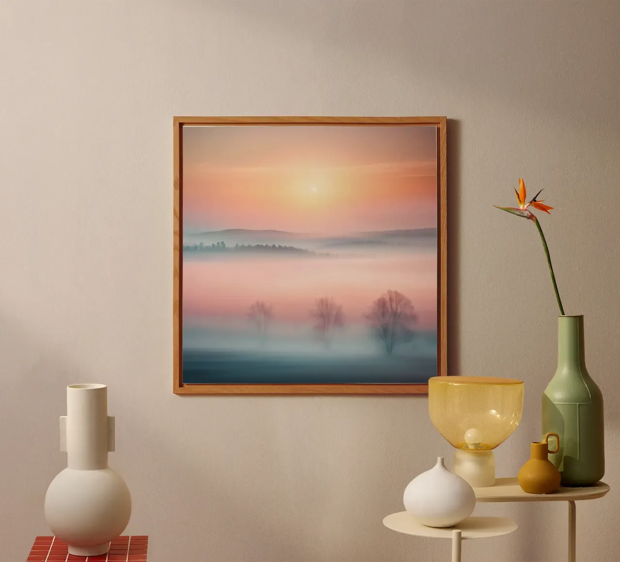 Alba nebbiosa su una valle da sogno alluminio dibond da PhotoVibe Decor
