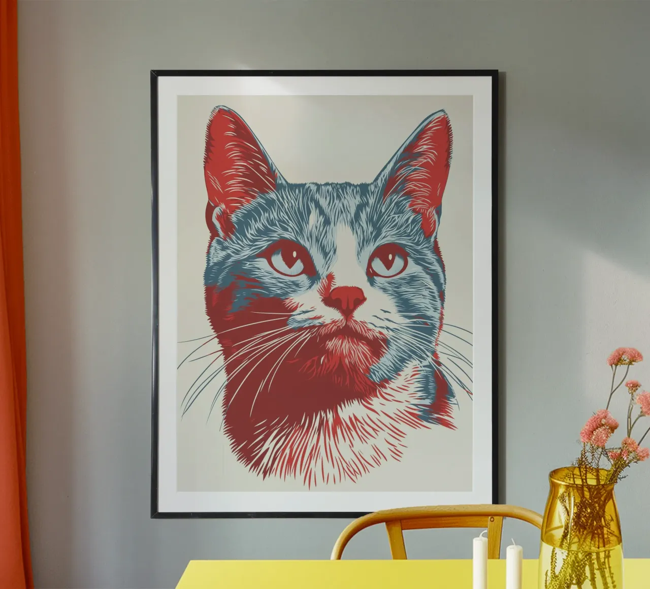 Katze Kopf Print Hahnemühle von Cat Grafic Design
