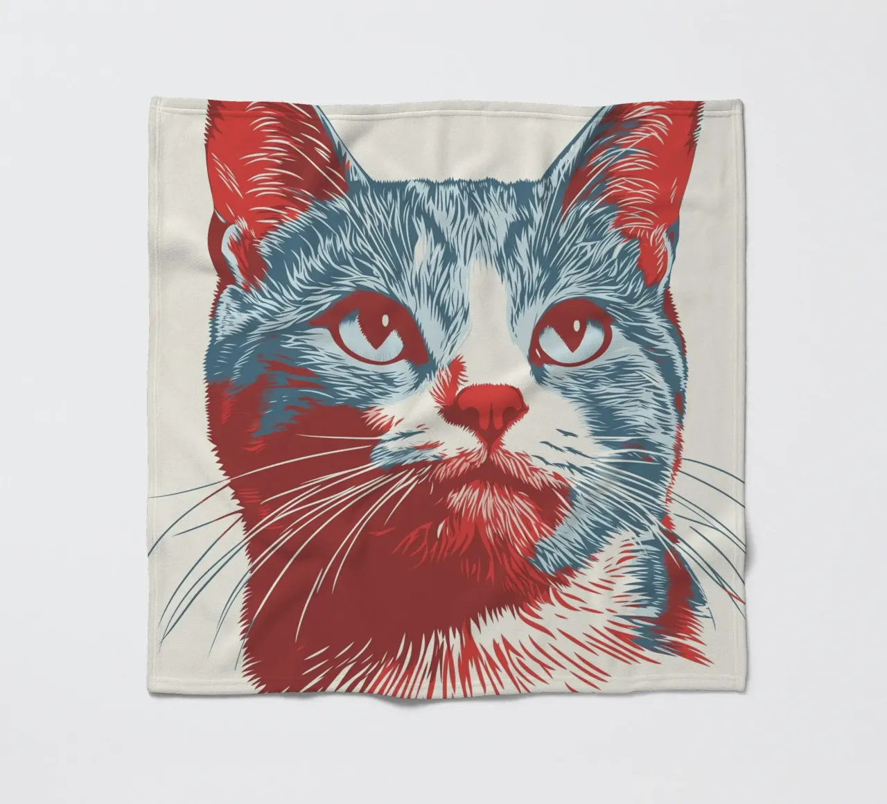 Stampa di testa di gatto coperta in pile da Cat Grafic Design
