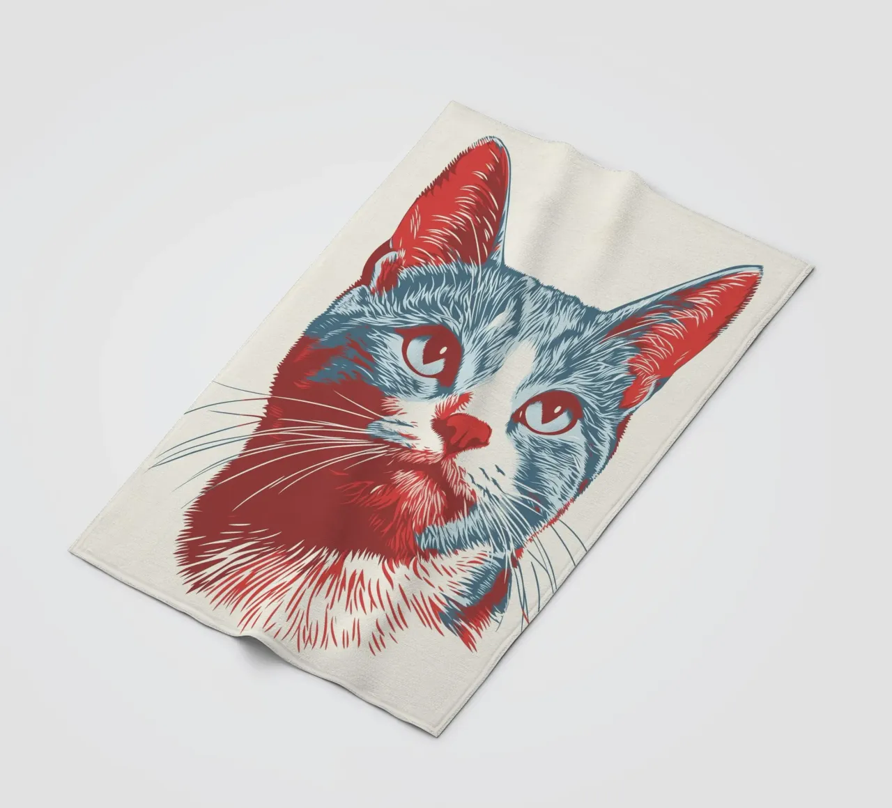 Stampa di testa di gatto coperta in pile da Cat Grafic Design