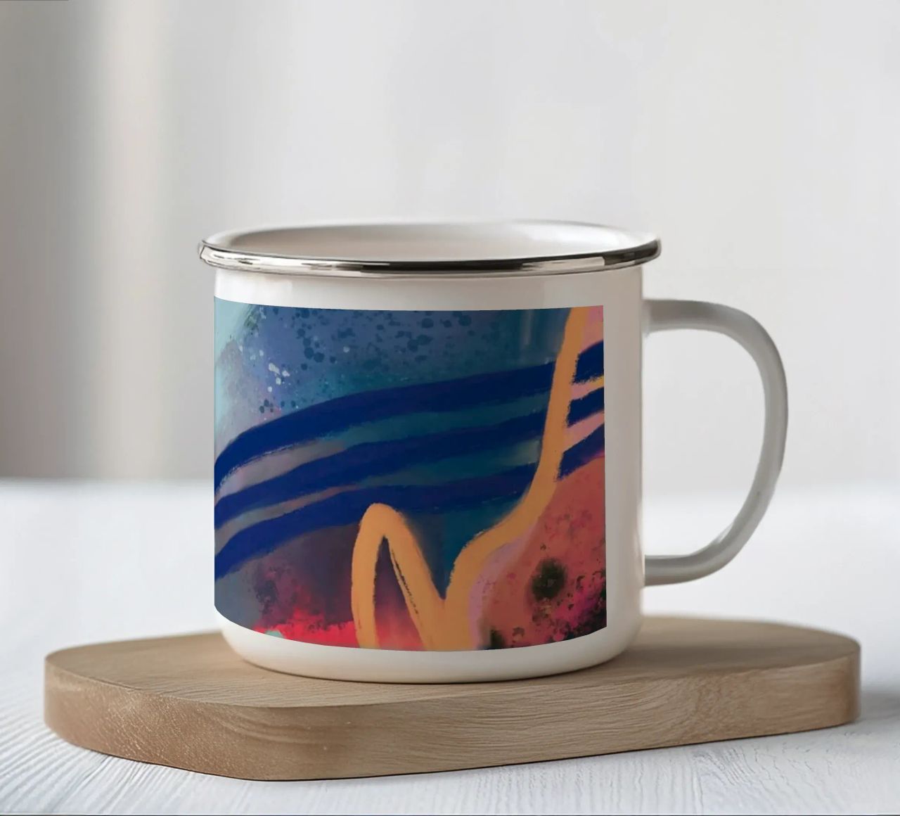 E il mare sognò - Arte astratta tazza in smalto da Petra Lang