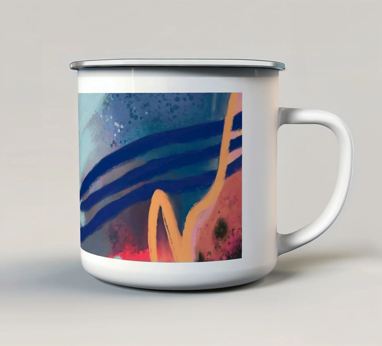 E il mare sognò - Arte astratta tazza in smalto da Petra Lang
