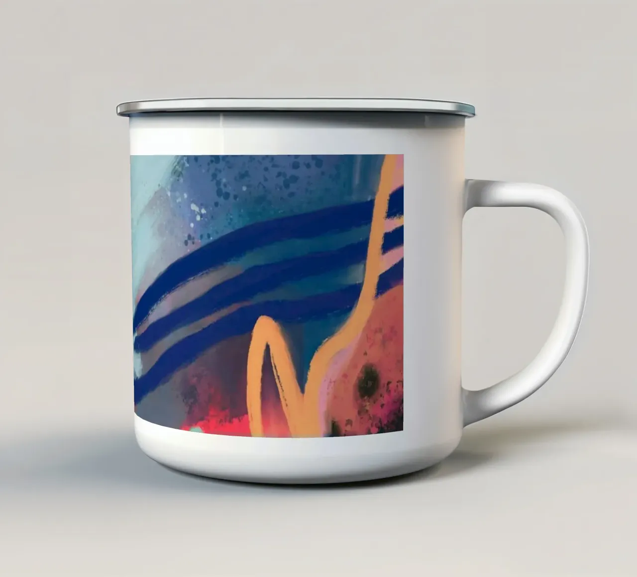 E il mare sognò - Arte astratta tazza in smalto da Petra Lang
