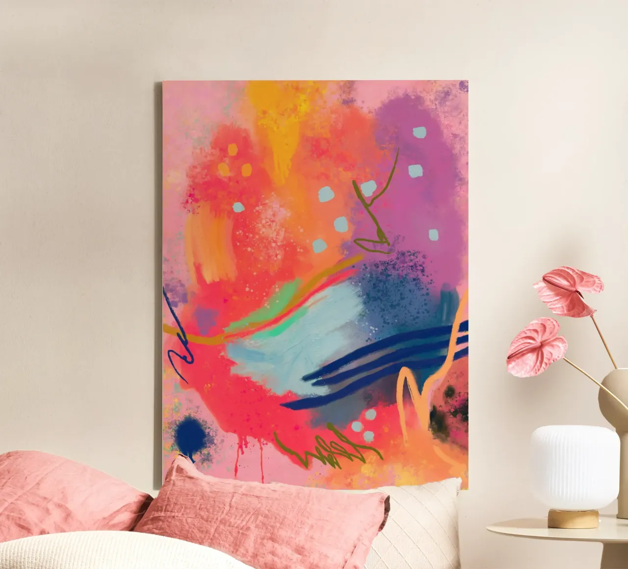 En de zee droomde - Abstracte Kunst canvas van Petra Lang