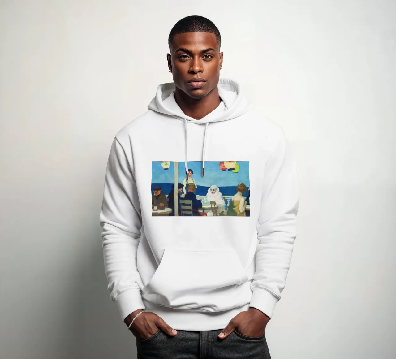 Soir Bleu di Edward Hopper (1914) felpa con cappuccio da Classic Art Prints