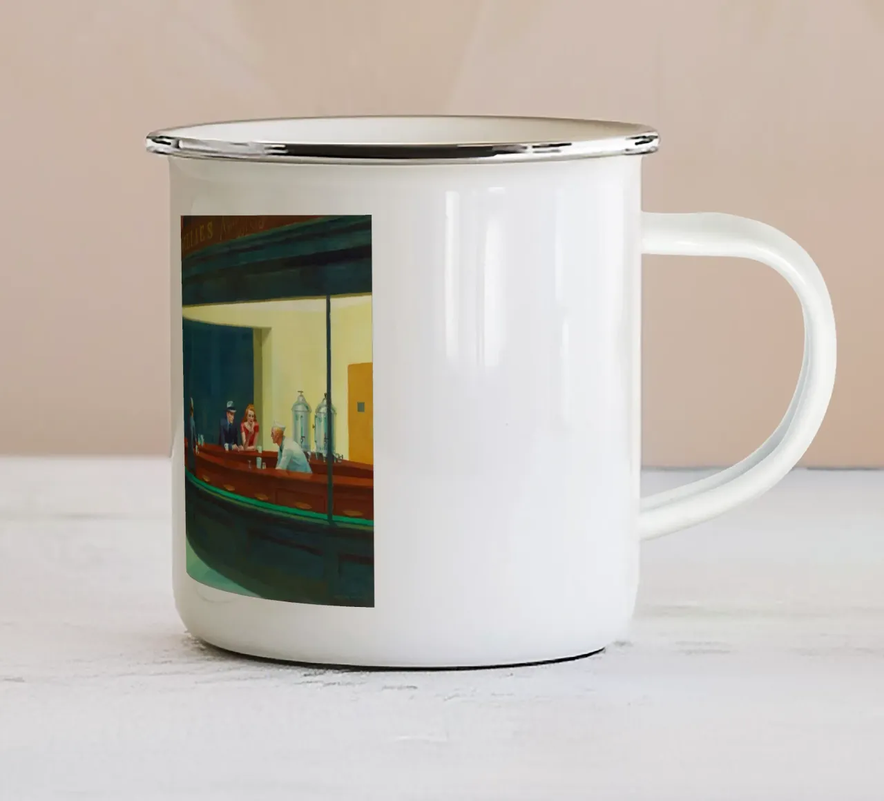 I falchi della notte di Edward Hopper (1942) tazza in smalto da Classic Art Prints