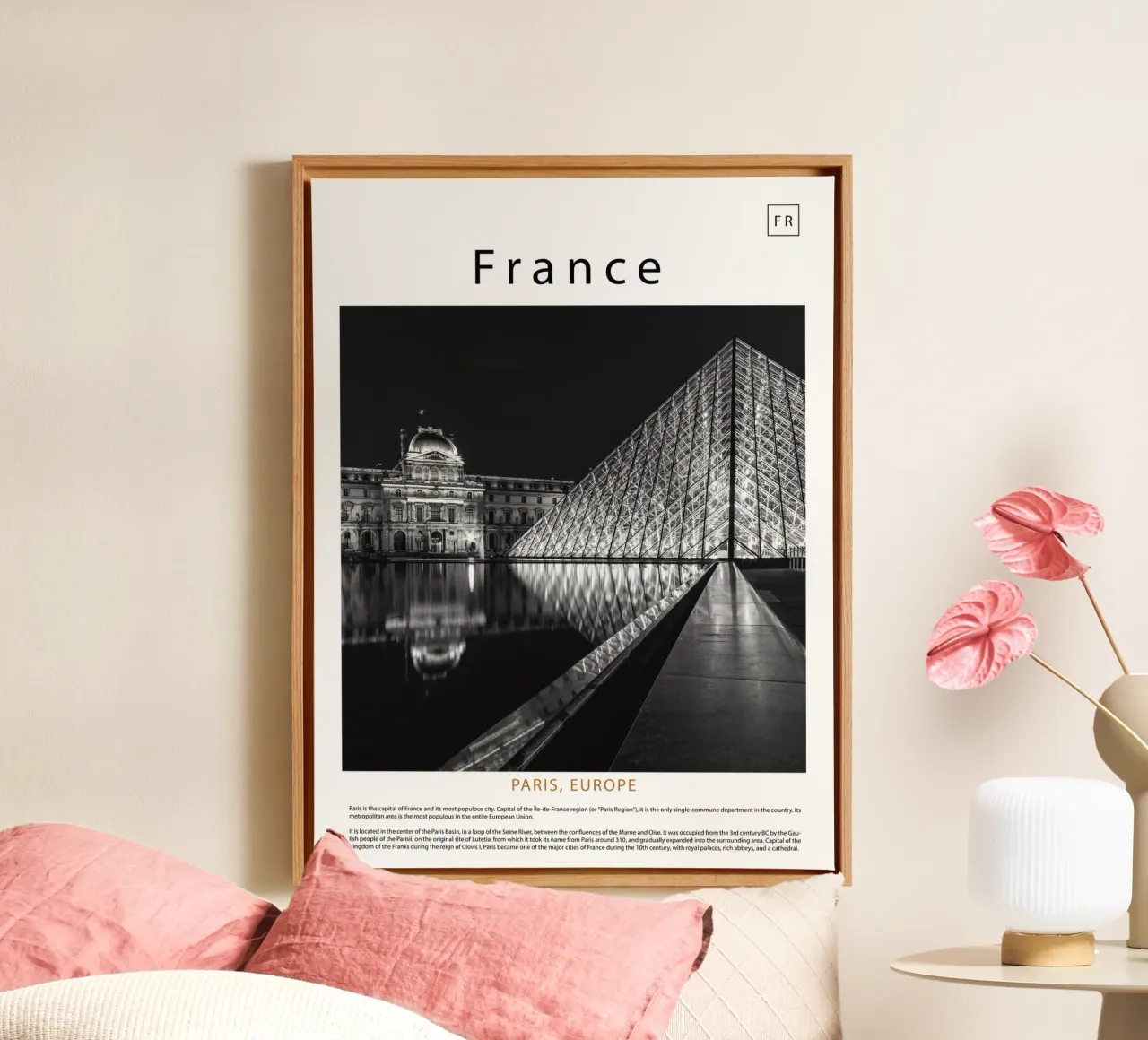Wandkunst uit Parijs, Frankrijk canvas met Baklijst van ✈ world in frame