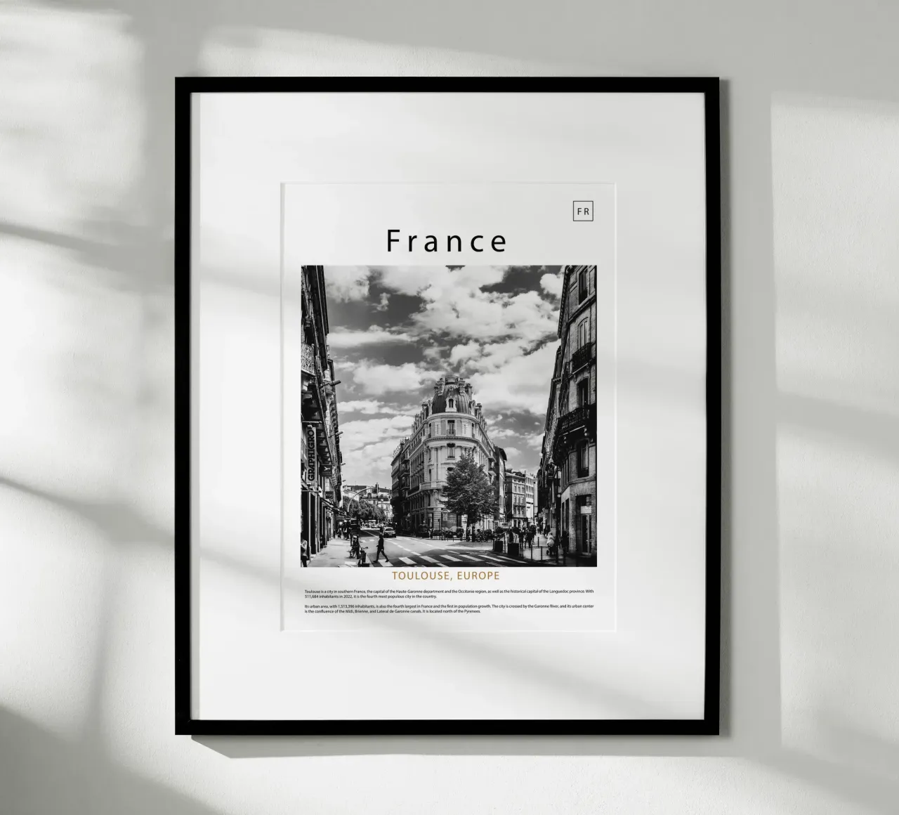 arte da parete da Tolosa, Francia poster con telaio in plastica da ✈ world in frame