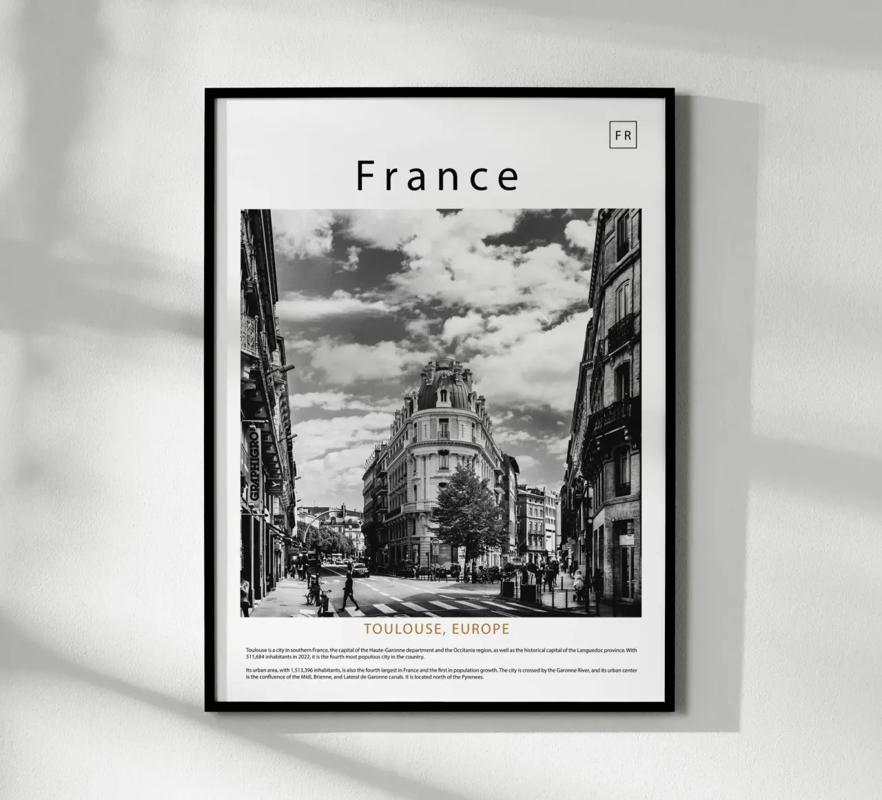 arte da parete da Tolosa, Francia poster con telaio in plastica da ✈ world in frame