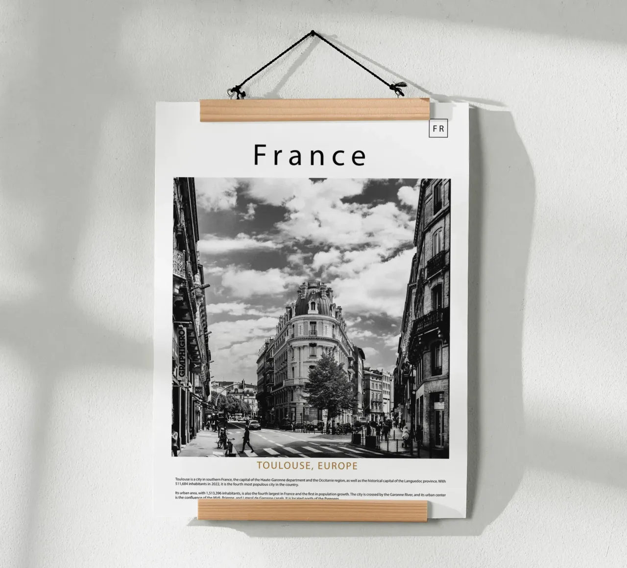 arte da parete da Tolosa, Francia poster con telaio in plastica da ✈ world in frame