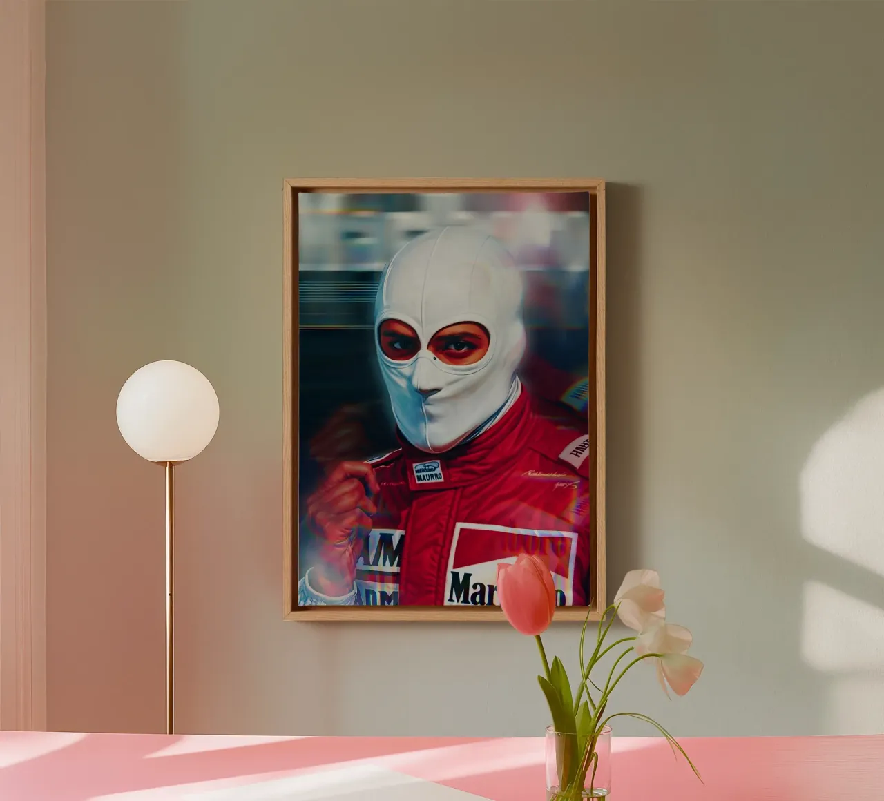 Nikki Lauda tela con Cornice a cassetta da Low poly art