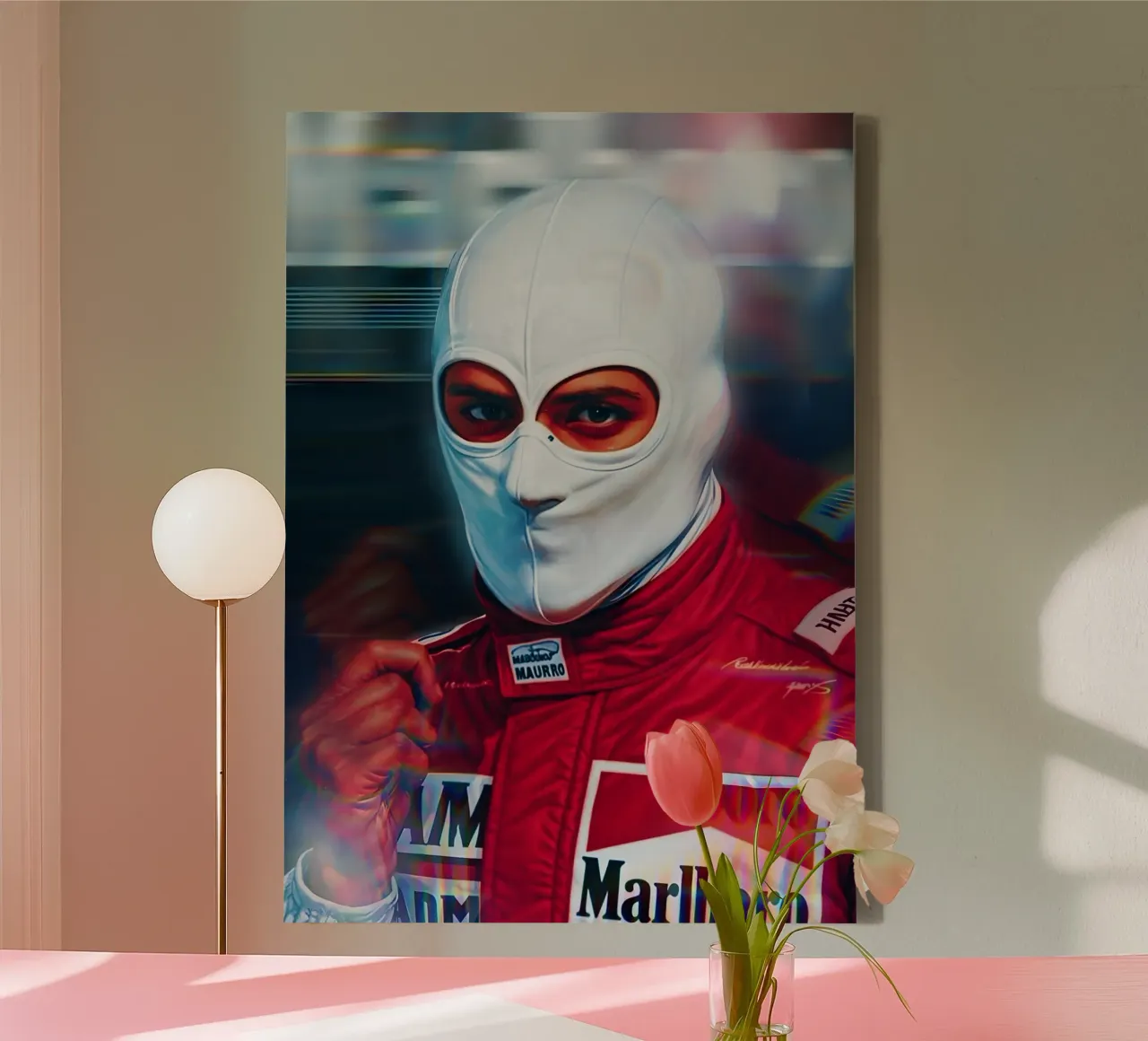 Nikki Lauda tela con Cornice a cassetta da Low poly art