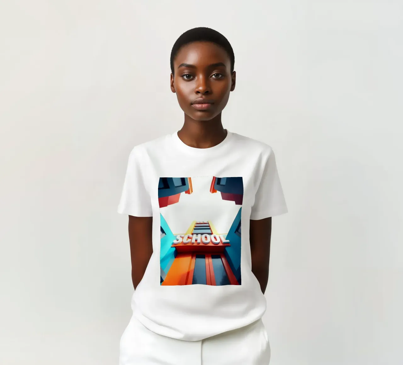edificio scolastico visto dal basso in una giornata luminosa t-shirt da DesignDoodle