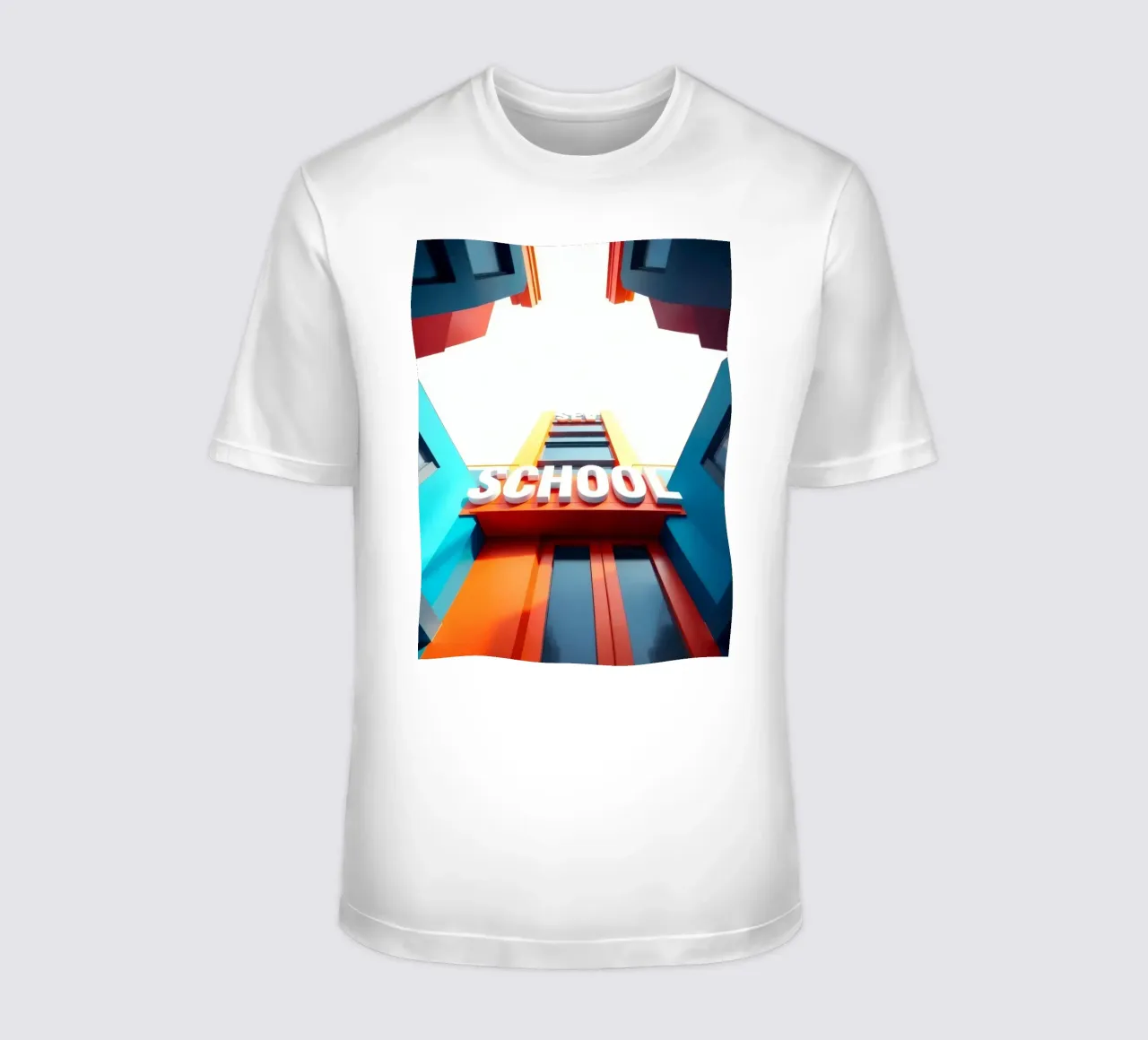 edificio scolastico visto dal basso in una giornata luminosa t-shirt da DesignDoodle