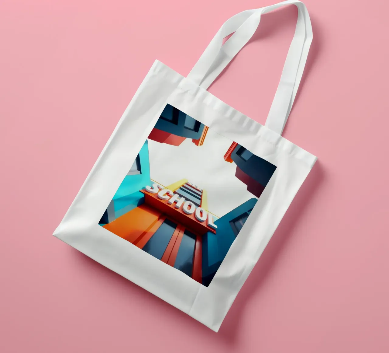 edificio scolastico visto dal basso in una giornata luminosa borsa in juta da DesignDoodle