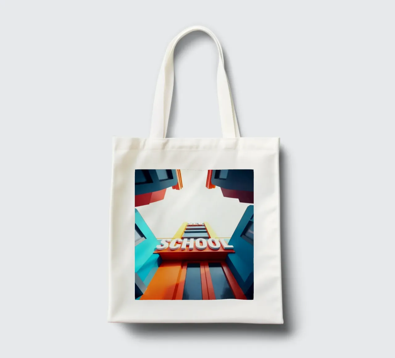edificio scolastico visto dal basso in una giornata luminosa borsa in juta da DesignDoodle