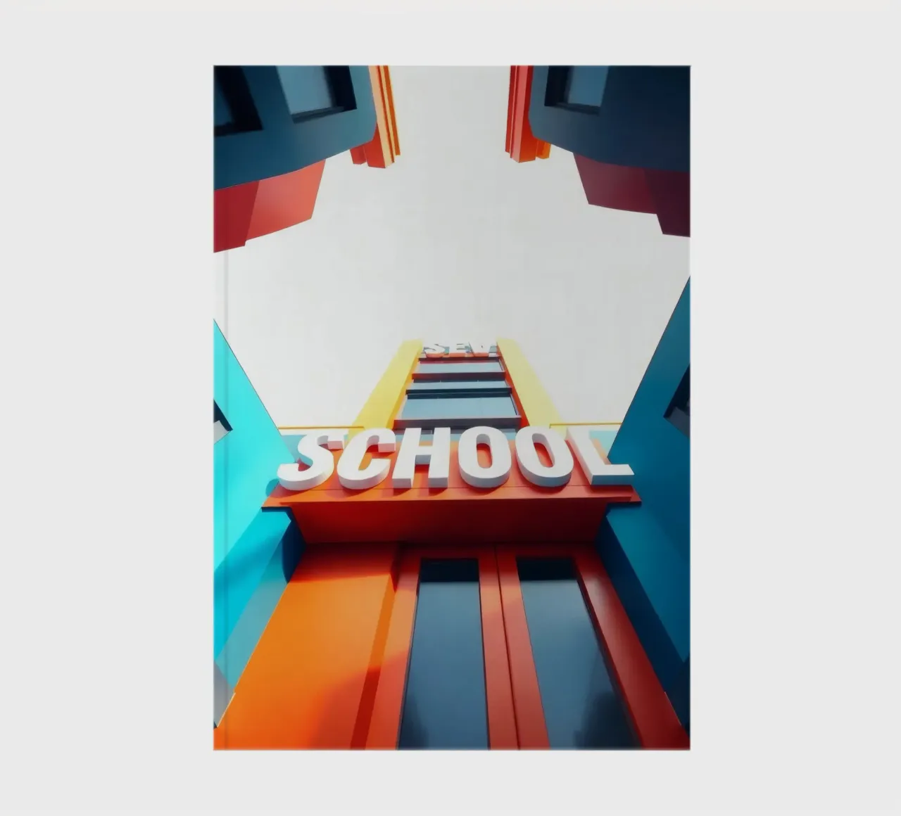 edificio scolastico visto dal basso in una giornata luminosa diario da DesignDoodle