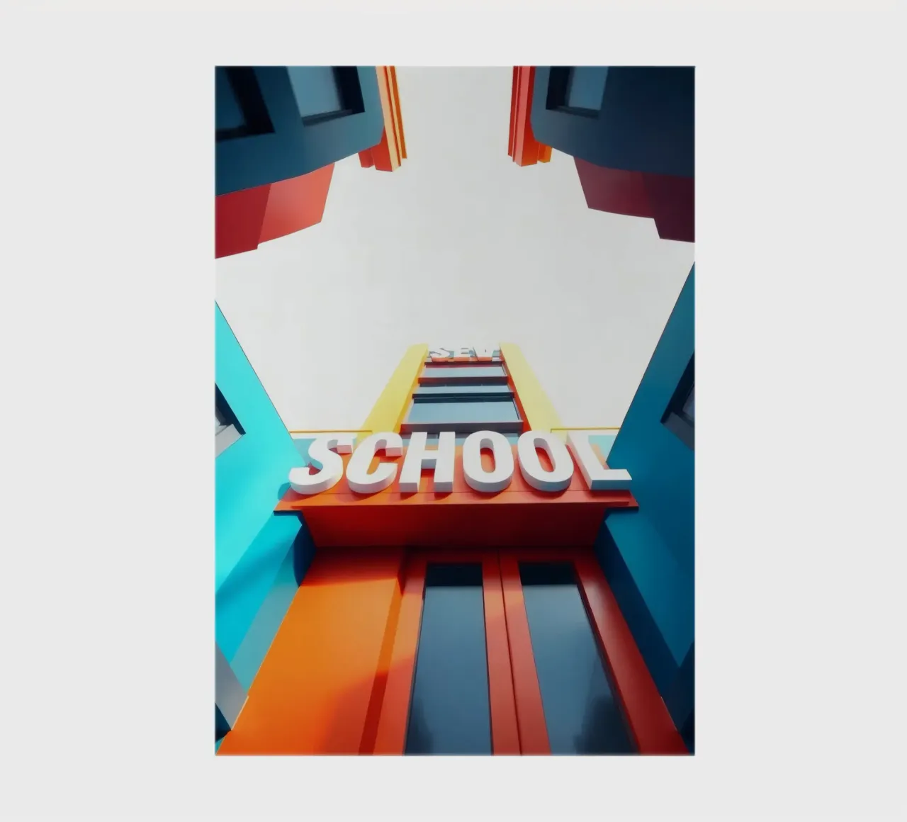 edificio scolastico visto dal basso in una giornata luminosa diario da DesignDoodle