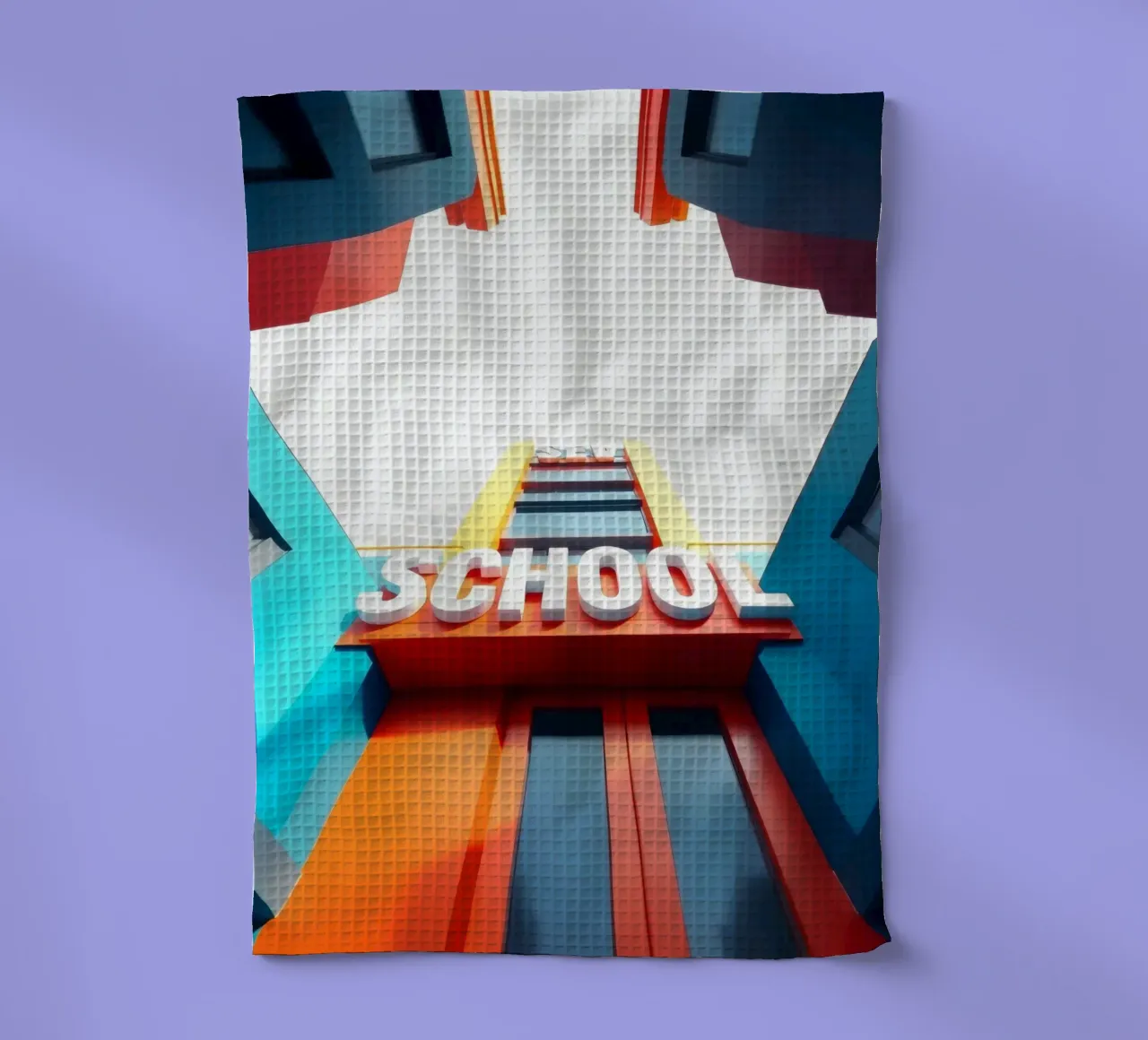 Schulgebäude an einem hellen Tag von unten gesehen Geschirrtuch von DesignDoodle