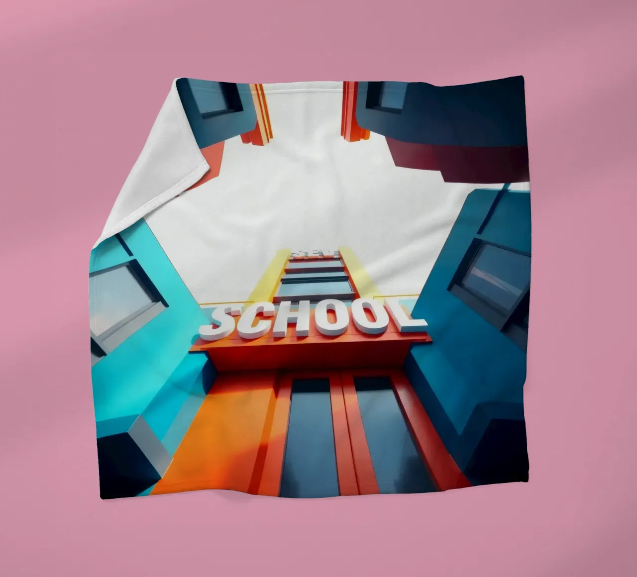 edificio scolastico visto dal basso in una giornata luminosa coperta in pile da DesignDoodle