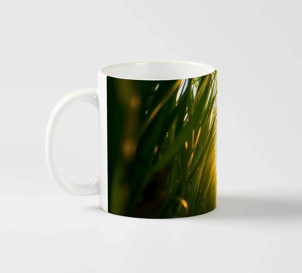 Sunlight filters through tall grass in a calm field ceramic mug by DesignDoodle