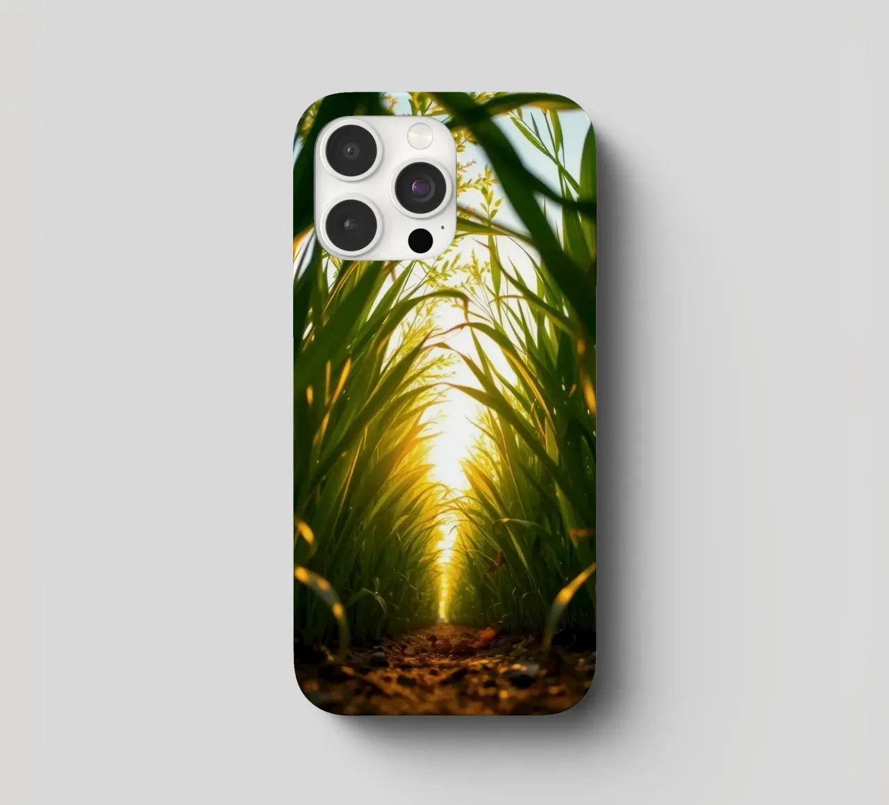 Sunlight filters through tall grass in a calm field iphone case by DesignDoodle