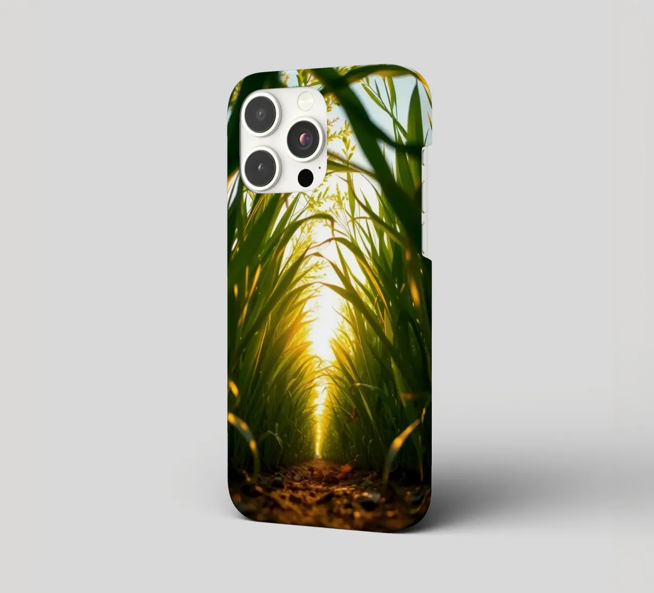 Sunlight filters through tall grass in a calm field iphone case by DesignDoodle