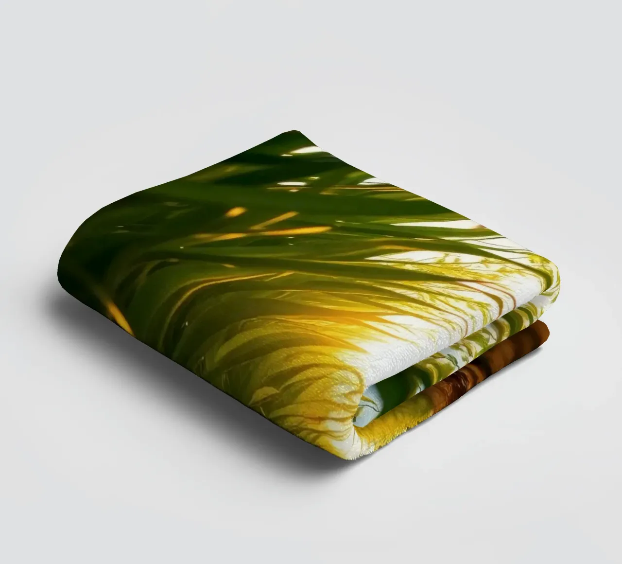 Sunlight filters through tall grass in a calm field towel by DesignDoodle