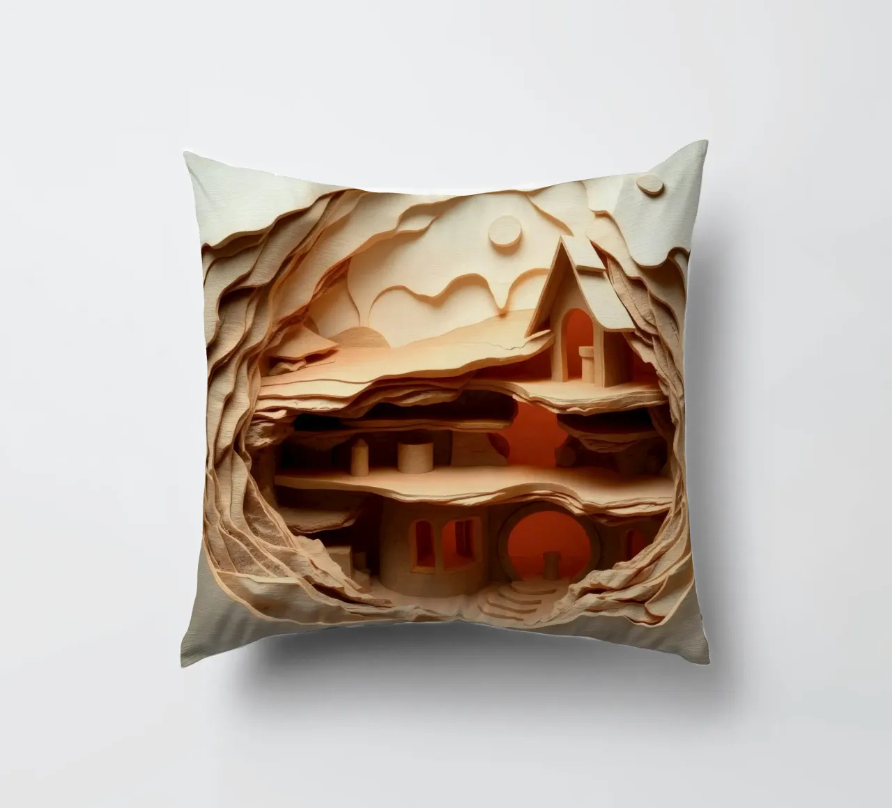 Un'arte di carta intricata che mette in mostra una struttura di legno a strati cuscino da DesignDoodle