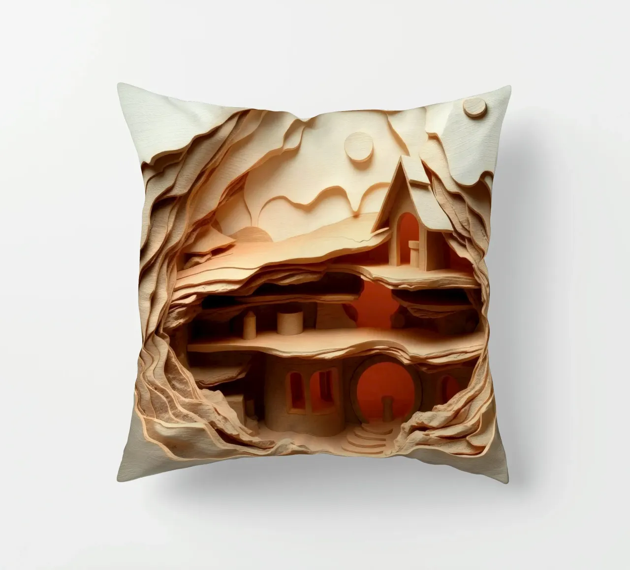 Un'arte di carta intricata che mette in mostra una struttura di legno a strati cuscino da DesignDoodle
