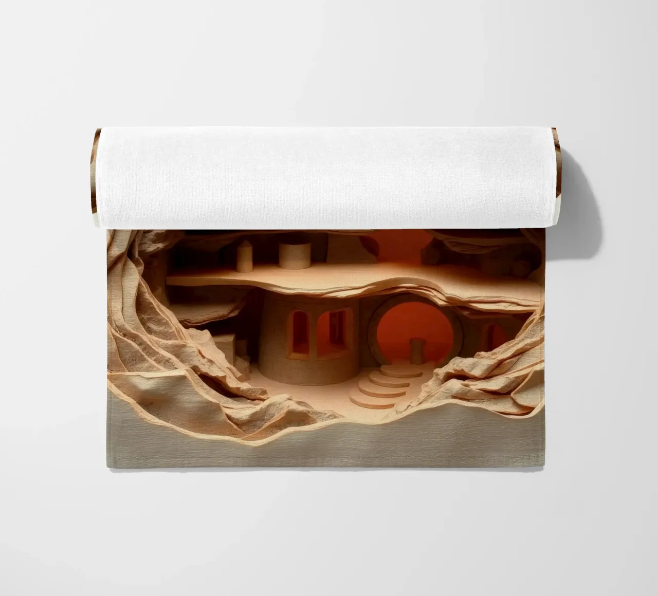 Art du papier complexe mettant en valeur une structure en bois stratifiée serviette de plage de DesignDoodle