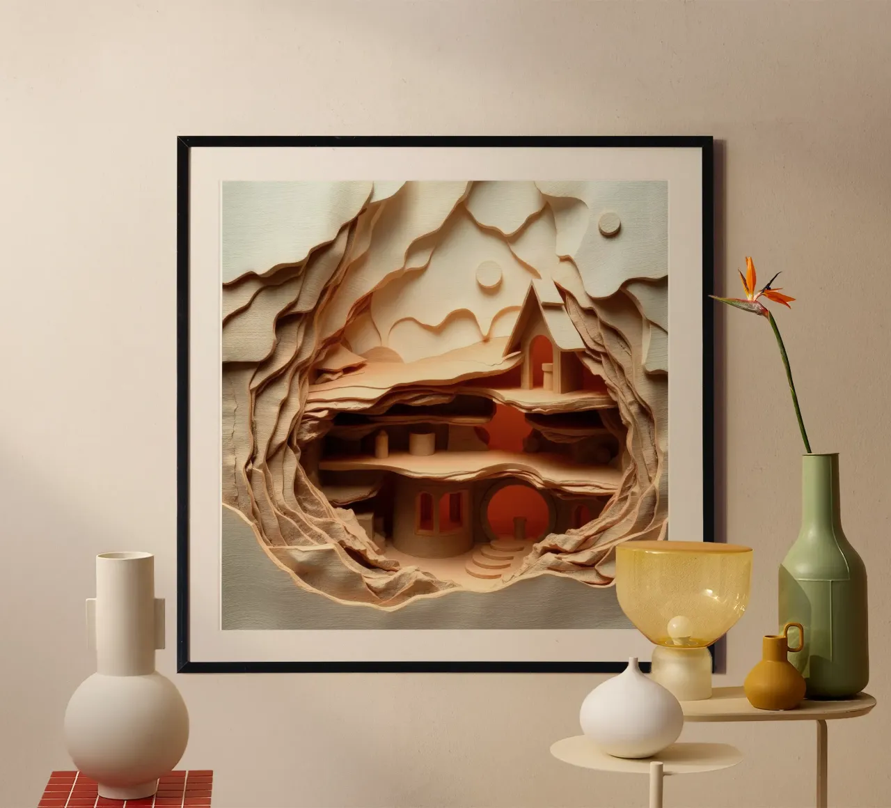 Art du papier complexe mettant en valeur une structure en bois stratifiée hahnemühle de DesignDoodle