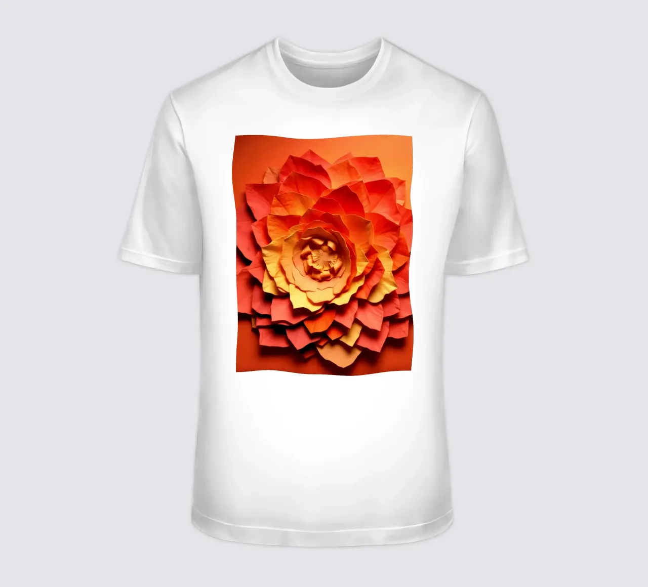 Bellissimo disegno di fiori di carta realizzati a mano in un vivace colore arancione t-shirt da DesignDoodle