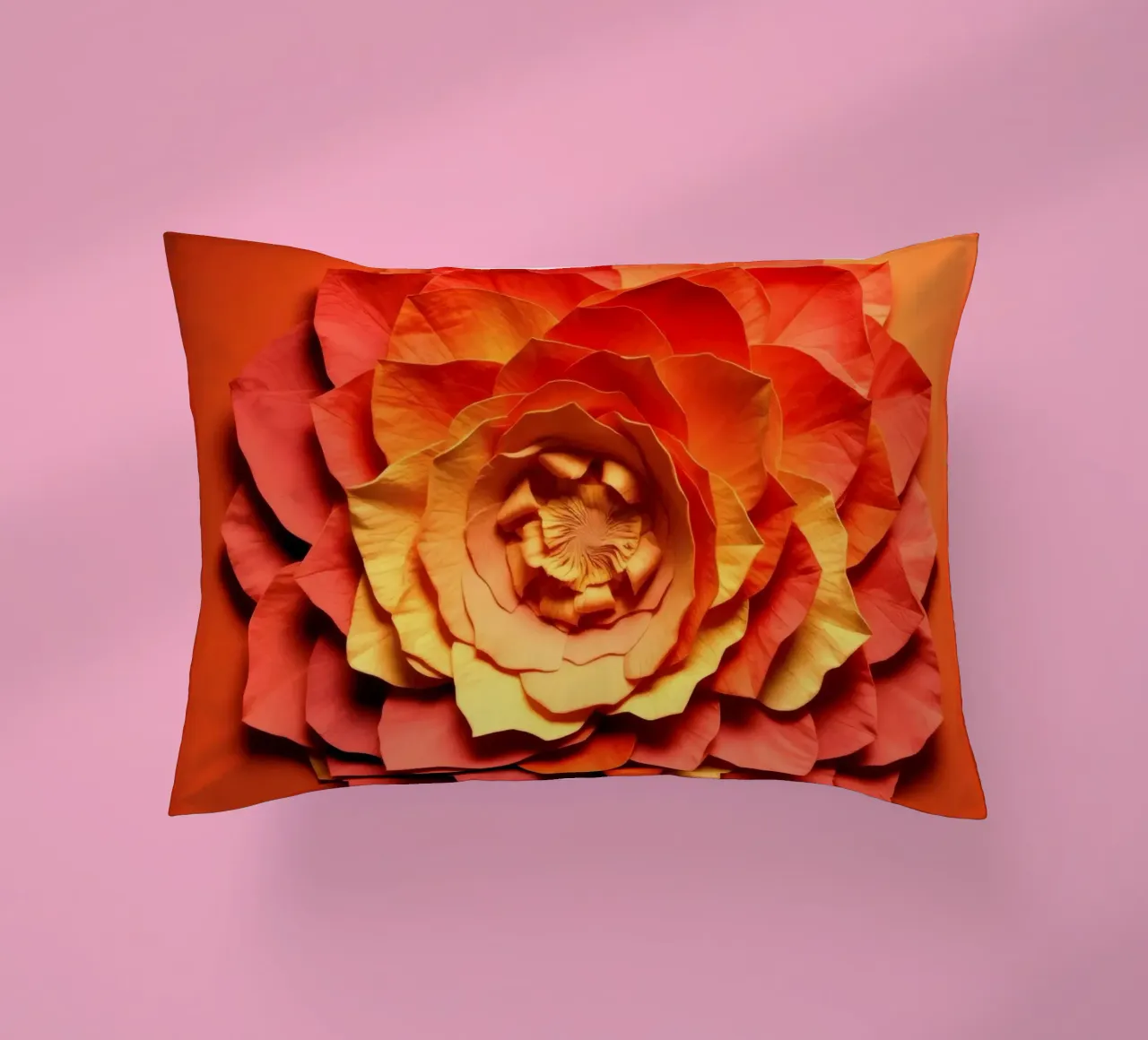 Bellissimo disegno di fiori di carta realizzati a mano in un vivace colore arancione cuscino da DesignDoodle