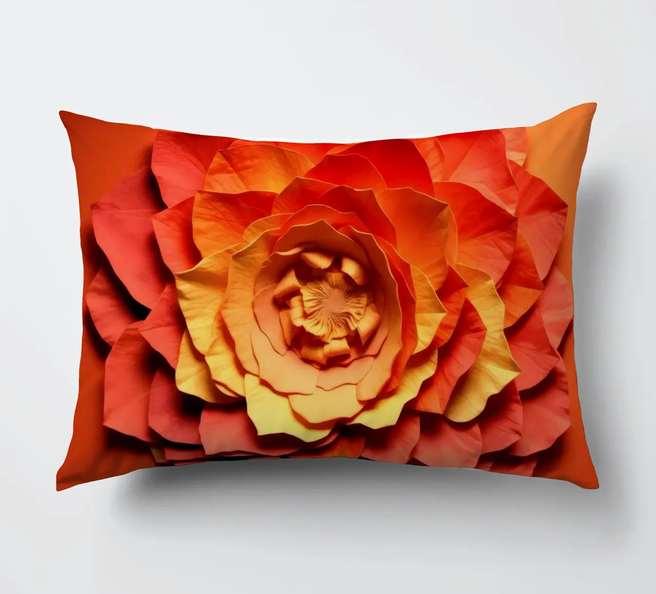 Bellissimo disegno di fiori di carta realizzati a mano in un vivace colore arancione cuscino da DesignDoodle