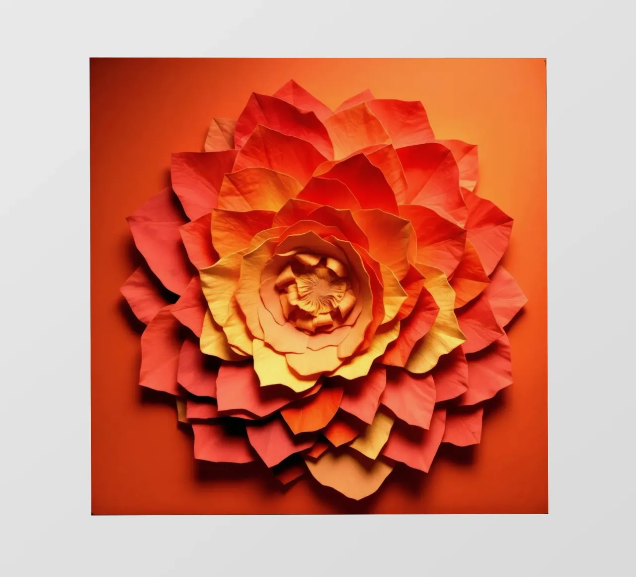 Bellissimo disegno di fiori di carta realizzati a mano in un vivace colore arancione pellicola backlit da DesignDoodle