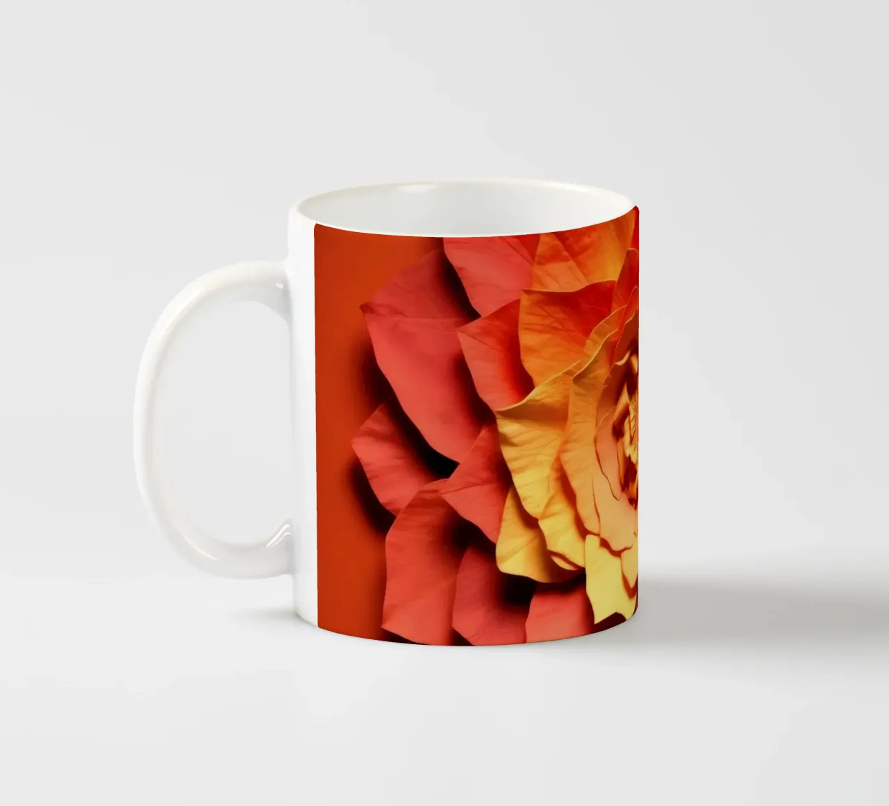 Bellissimo disegno di fiori di carta realizzati a mano in un vivace colore arancione tazza in ceramica da DesignDoodle