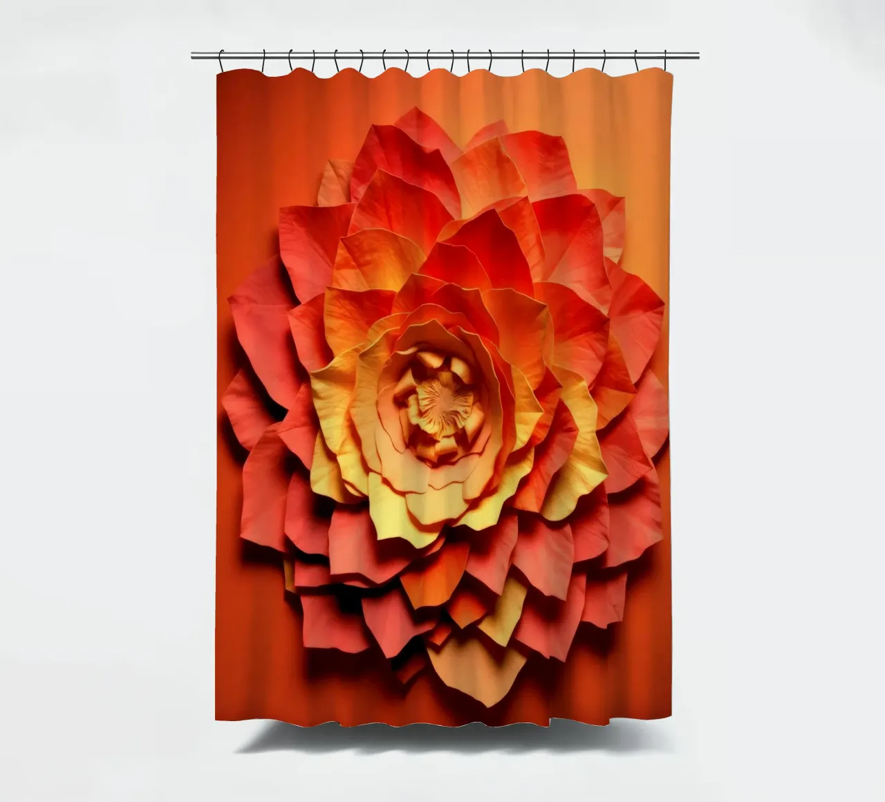 Bellissimo disegno di fiori di carta realizzati a mano in un vivace colore arancione tenda da doccia da DesignDoodle