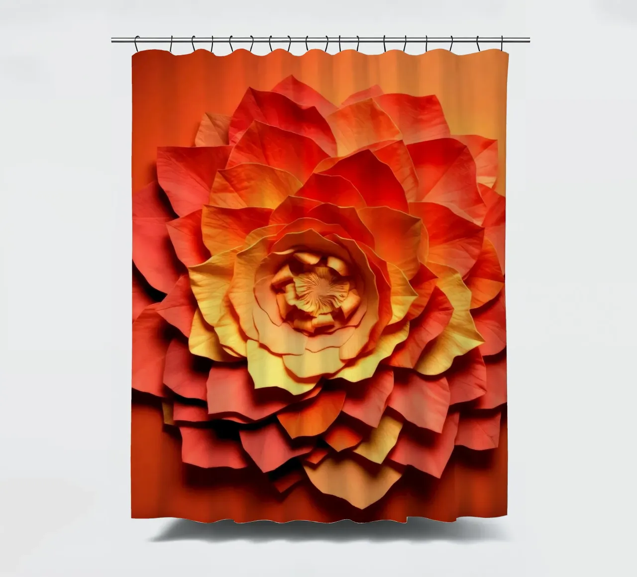Bellissimo disegno di fiori di carta realizzati a mano in un vivace colore arancione tenda da doccia da DesignDoodle