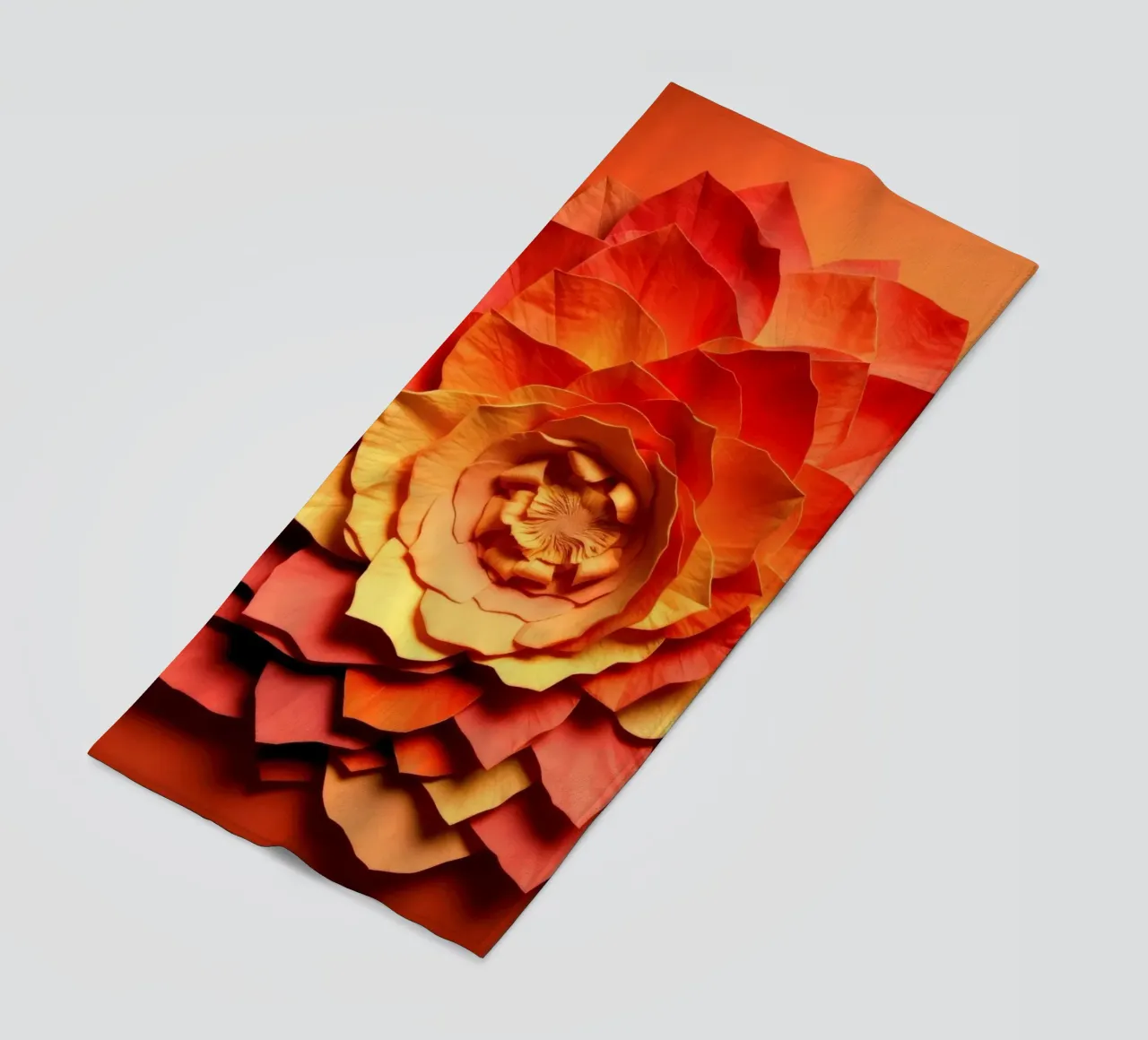 Bellissimo disegno di fiori di carta realizzati a mano in un vivace colore arancione telo mare da DesignDoodle