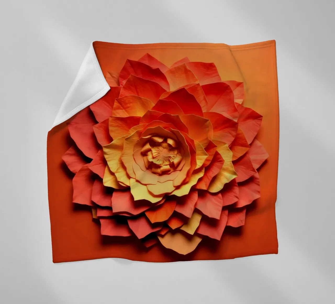 Bellissimo disegno di fiori di carta realizzati a mano in un vivace colore arancione coperta in pile da DesignDoodle