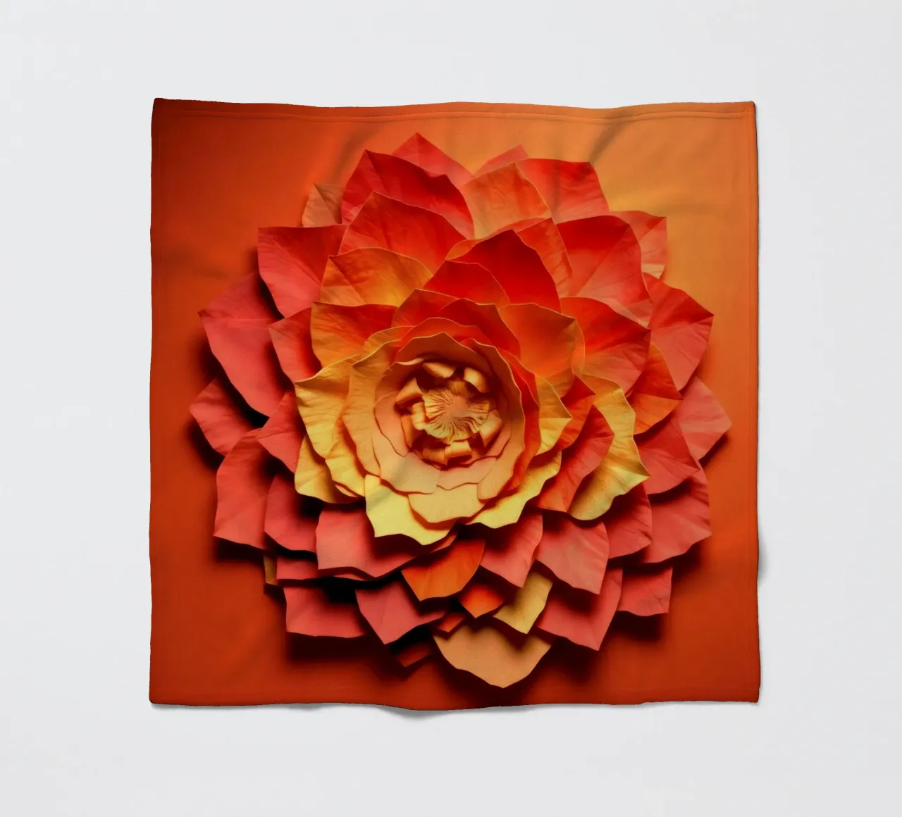 Bellissimo disegno di fiori di carta realizzati a mano in un vivace colore arancione coperta in pile da DesignDoodle