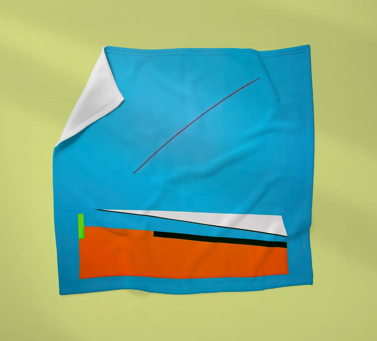 Linea rossa su blu - Composizione astratta geometrica coperta in pile da Artbyvo