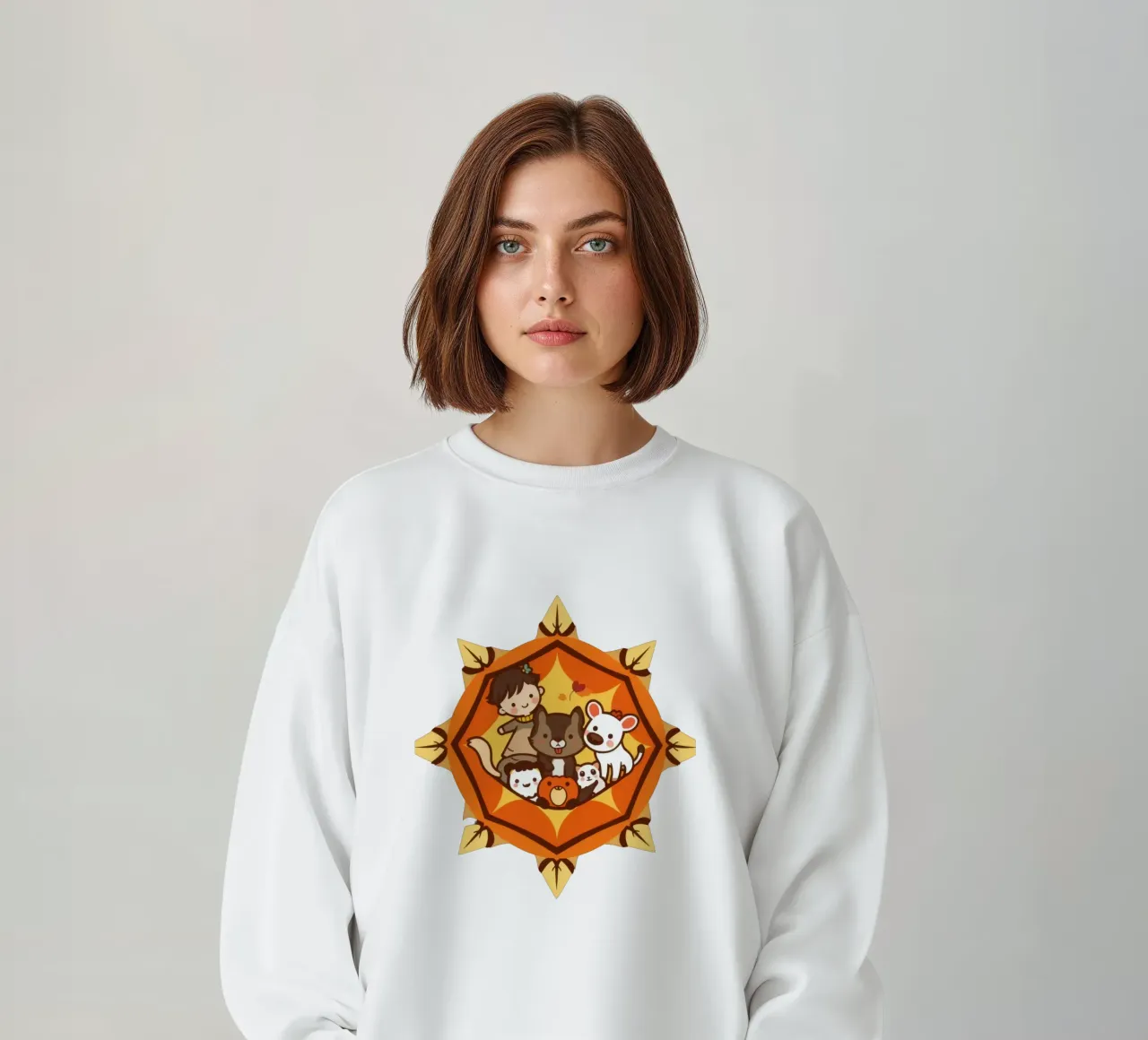 Niños jugando alegremente con una variedad de simpáticos animales sudadera de DesignDoodle