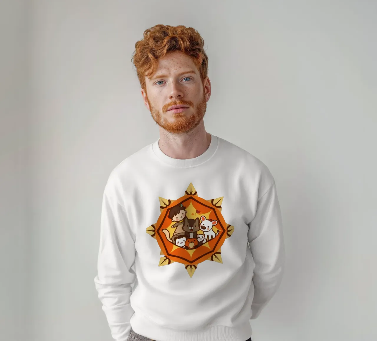 Niños jugando alegremente con una variedad de simpáticos animales sudadera de DesignDoodle