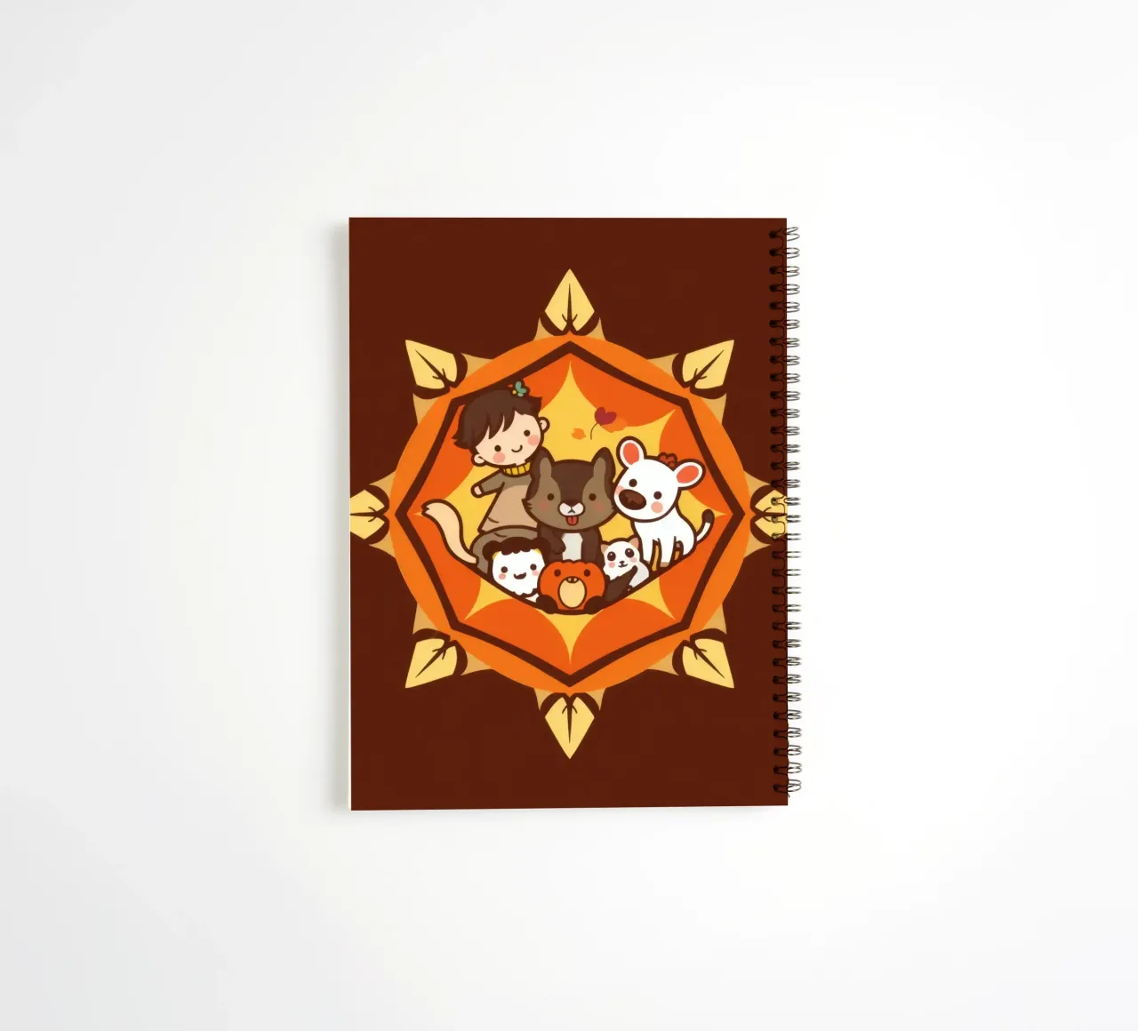 Children playing joyfully with a variety of cute animals spiral notebook by DesignDoodle
