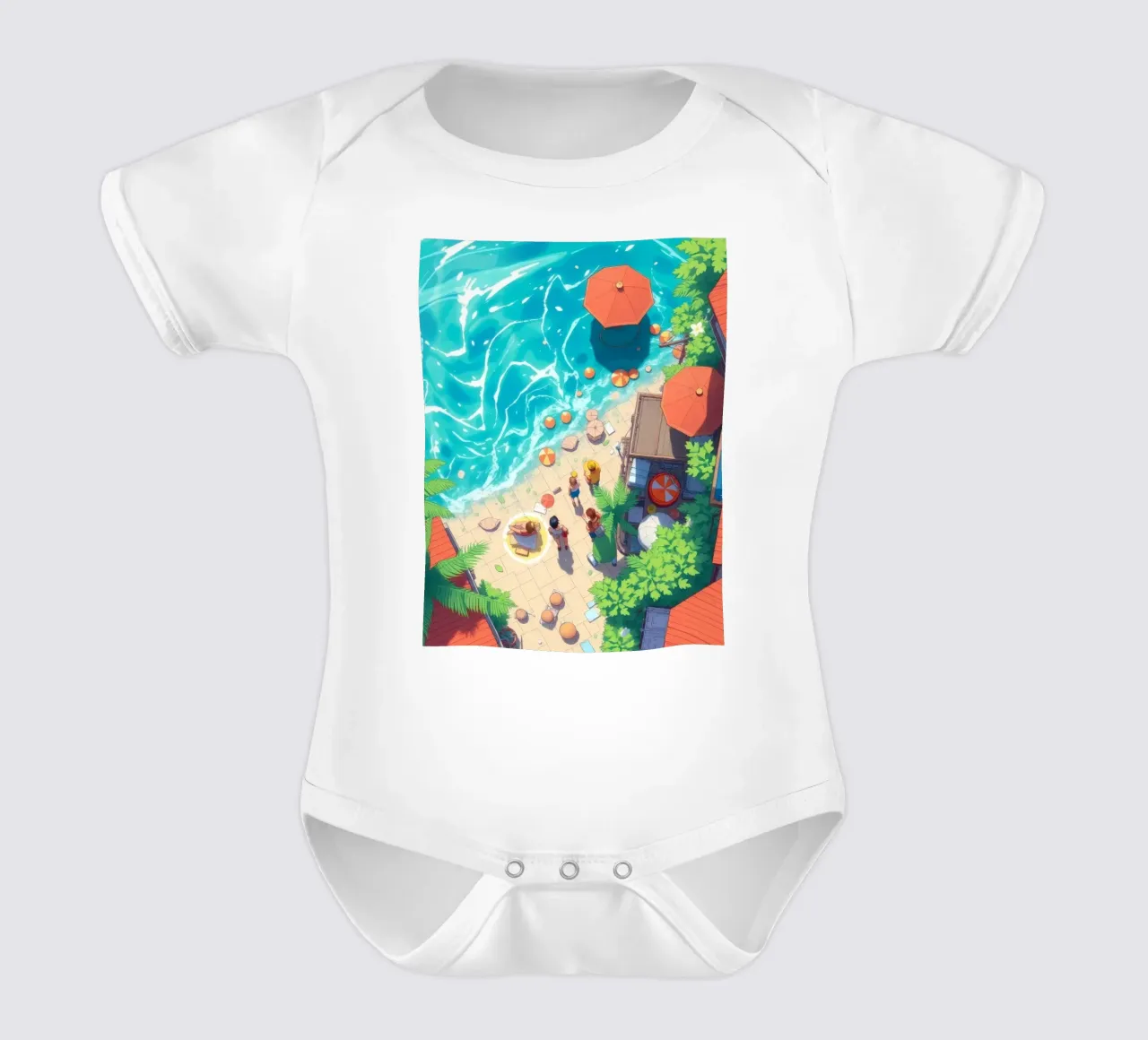 Gruppo che si gode una giornata di sole in riva al mare body neonato maniche corte da DesignDoodle