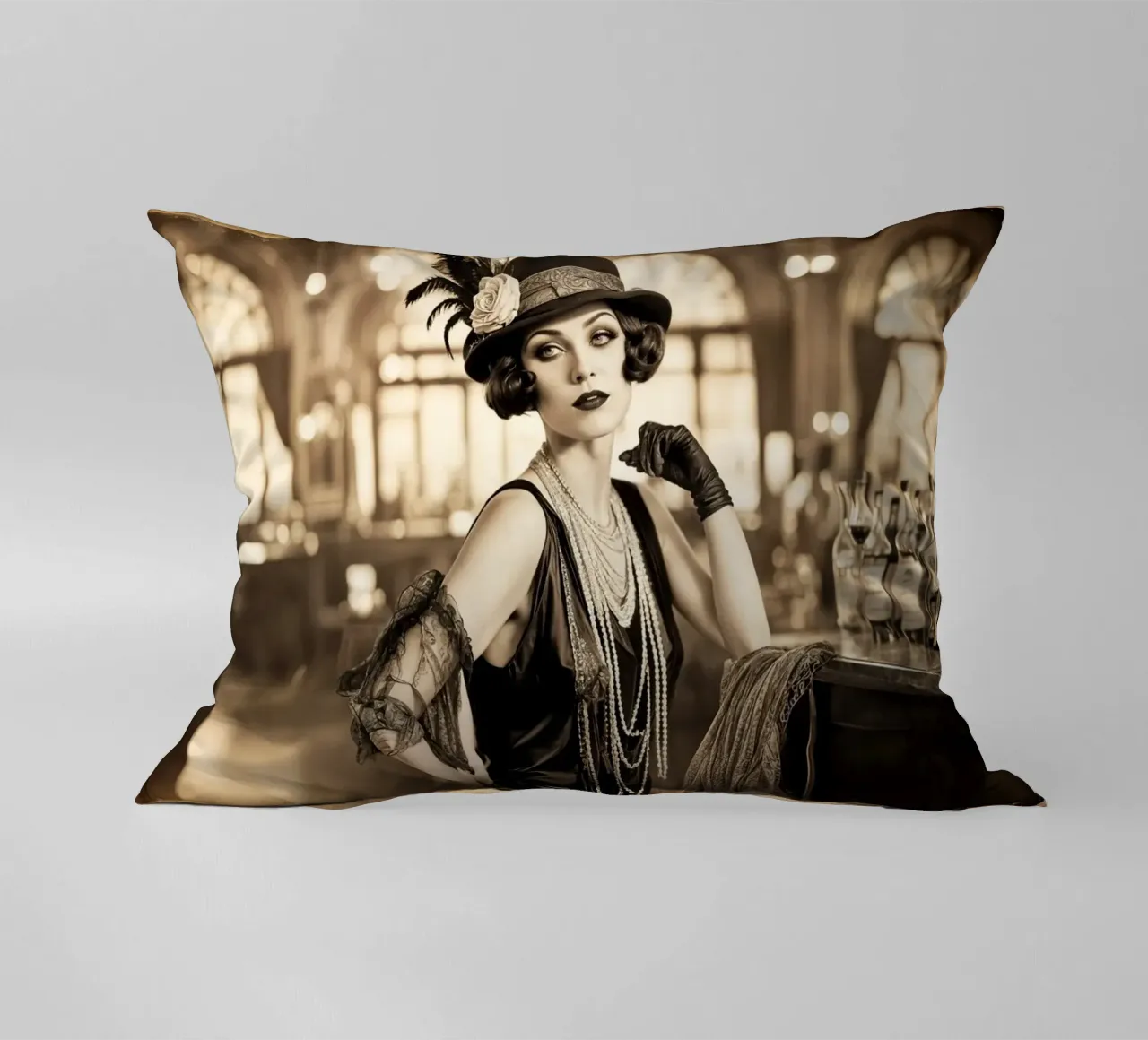 Ragazza flapper anni '20 cuscino da Magic Screen