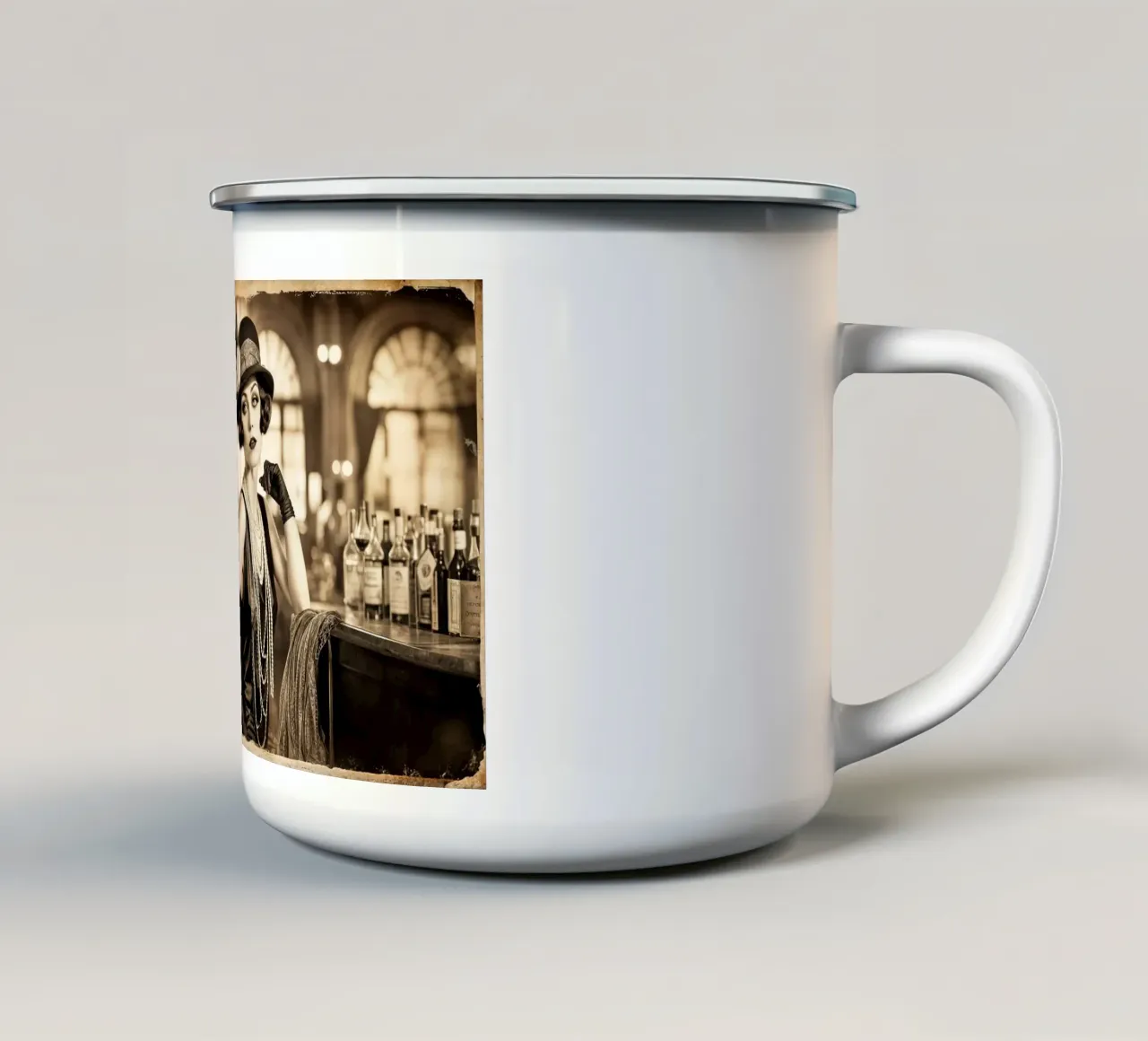 Ragazza flapper anni '20 tazza in smalto da Magic Screen
