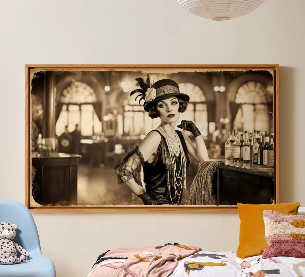 Ragazza flapper anni '20 tela con Cornice a cassetta da Magic Screen
